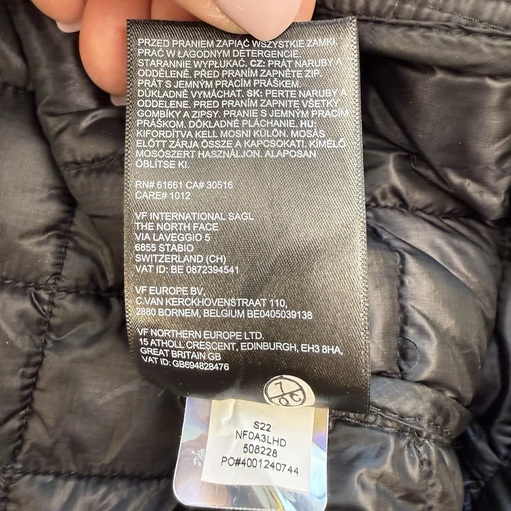 The North Face‎ Light Vest Thermo ball Puffer Full Zip Men's L Black W/ Logos